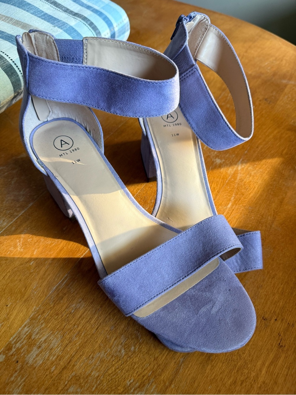Penningtons Lavender Suede Ankle-Strap Block Heels